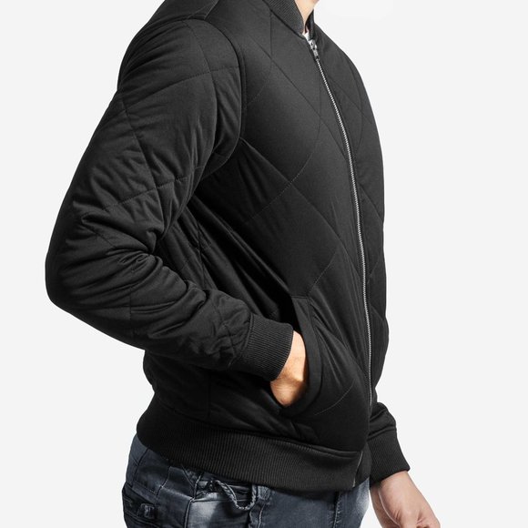 OLGYN Men’s Quilted Black Bomber Jacket - Picture 3 of 4